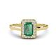 1 - Karah 0.99 ctw Created Alexandrite Emerald Shape (6x4 mm) Accented Side Natural Diamond Halo Engagement Ring 