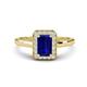 1 - Karah 0.88 ctw Blue Sapphire Emerald Shape (6x4 mm) Accented Side Natural Diamond Halo Engagement Ring 