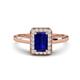 1 - Karah 0.88 ctw Blue Sapphire Emerald Shape (6x4 mm) Accented Side Natural Diamond Halo Engagement Ring 