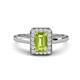 1 - Karah 0.88 ctw Peridot Emerald Shape (6x4 mm) Accented Side Natural Diamond Halo Engagement Ring 