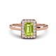 1 - Karah 0.88 ctw Peridot Emerald Shape (6x4 mm) Accented Side Natural Diamond Halo Engagement Ring 