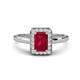 1 - Karah 0.78 ctw Ruby Emerald Shape (6x4 mm) Accented Side Natural Diamond Halo Engagement Ring 