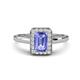 1 - Karah 0.78 ctw Tanzanite Emerald Shape (6x4 mm) Accented Side Natural Diamond Halo Engagement Ring 