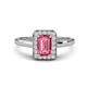 1 - Karah 0.78 ctw Pink Tourmaline Emerald Shape (6x4 mm) Accented Side Natural Diamond Halo Engagement Ring 