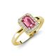 3 - Karah 0.78 ctw Pink Tourmaline Emerald Shape (6x4 mm) Accented Side Natural Diamond Halo Engagement Ring 