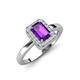 3 - Karah 0.78 ctw Amethyst Emerald Shape (6x4 mm) Accented Side Natural Diamond Halo Engagement Ring 