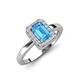 3 - Karah 0.88 ctw Blue Topaz Emerald Shape (6x4 mm) Accented Side Natural Diamond Halo Engagement Ring 