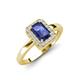 3 - Karah 0.73 ctw Iolite Emerald Shape (6x4 mm) Accented Side Natural Diamond Halo Engagement Ring 