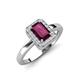 3 - Karah 0.93 ctw Rhodolite Garnet Emerald Shape (6x4 mm) Accented Side Natural Diamond Halo Engagement Ring 