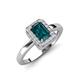 3 - Karah 0.88 ctw London Blue Topaz Emerald Shape (6x4 mm) Accented Side Natural Diamond Halo Engagement Ring 