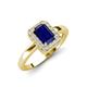 3 - Karah 0.88 ctw Blue Sapphire Emerald Shape (6x4 mm) Accented Side Natural Diamond Halo Engagement Ring 