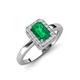 3 - Karah 0.68 ctw Emerald Emerald Shape (6x4 mm) Accented Side Natural Diamond Halo Engagement Ring 