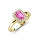 3 - Karah 0.78 ctw Pink Sapphire Emerald Shape (6x4 mm) Accented Side Natural Diamond Halo Engagement Ring 