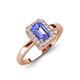 3 - Karah 0.78 ctw Tanzanite Emerald Shape (6x4 mm) Accented Side Natural Diamond Halo Engagement Ring 