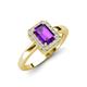 3 - Karah 0.78 ctw Amethyst Emerald Shape (6x4 mm) Accented Side Natural Diamond Halo Engagement Ring 