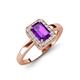 3 - Karah 0.78 ctw Amethyst Emerald Shape (6x4 mm) Accented Side Natural Diamond Halo Engagement Ring 