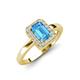 3 - Karah 0.88 ctw Blue Topaz Emerald Shape (6x4 mm) Accented Side Natural Diamond Halo Engagement Ring 