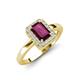 3 - Karah 0.93 ctw Rhodolite Garnet Emerald Shape (6x4 mm) Accented Side Natural Diamond Halo Engagement Ring 