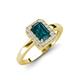 3 - Karah 0.88 ctw London Blue Topaz Emerald Shape (6x4 mm) Accented Side Natural Diamond Halo Engagement Ring 