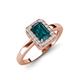 3 - Karah 0.88 ctw London Blue Topaz Emerald Shape (6x4 mm) Accented Side Natural Diamond Halo Engagement Ring 