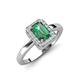 3 - Karah 0.99 ctw Created Alexandrite Emerald Shape (6x4 mm) Accented Side Natural Diamond Halo Engagement Ring 