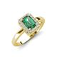 3 - Karah 0.99 ctw Created Alexandrite Emerald Shape (6x4 mm) Accented Side Natural Diamond Halo Engagement Ring 