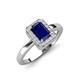 3 - Karah 0.88 ctw Blue Sapphire Emerald Shape (6x4 mm) Accented Side Natural Diamond Halo Engagement Ring 