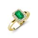 3 - Karah 0.68 ctw Emerald Emerald Shape (6x4 mm) Accented Side Natural Diamond Halo Engagement Ring 