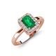 3 - Karah 0.68 ctw Emerald Emerald Shape (6x4 mm) Accented Side Natural Diamond Halo Engagement Ring 