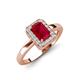 3 - Karah 0.78 ctw Ruby Emerald Shape (6x4 mm) Accented Side Natural Diamond Halo Engagement Ring 