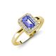 3 - Karah 0.78 ctw Tanzanite Emerald Shape (6x4 mm) Accented Side Natural Diamond Halo Engagement Ring 