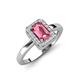 3 - Karah 0.78 ctw Pink Tourmaline Emerald Shape (6x4 mm) Accented Side Natural Diamond Halo Engagement Ring 