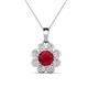 1 - Urania 1.55 ctw Ruby (6.00 mm) and Accented Lab Grown Diamond Halo Floral Pendant 