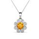 1 - Urania 1.32 ctw Citrine (6.00 mm) and Accented Lab Grown Diamond Halo Floral Pendant 