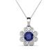 1 - Urania 1.32 ctw Iolite (6.00 mm) and Accented Lab Grown Diamond Halo Floral Pendant 