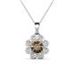 1 - Urania 1.40 ctw Smoky Quartz (6.00 mm) and Accented Lab Grown Diamond Halo Floral Pendant 