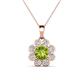 1 - Urania 1.40 ctw Peridot (6.00 mm) and Accented Lab Grown Diamond Halo Floral Pendant 