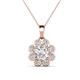 1 - Urania 1.55 ctw White Sapphire (6.00 mm) and Accented Lab Grown Diamond Halo Floral Pendant 