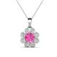 1 - Urania 1.70 ctw Pink Sapphire (6.00 mm) and Accented Lab Grown Diamond Halo Floral Pendant 