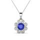 1 - Urania 1.40 ctw Tanzanite (6.00 mm) and Accented Lab Grown Diamond Halo Floral Pendant 