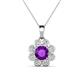 1 - Urania 1.32 ctw Amethyst (6.00 mm) and Accented Lab Grown Diamond Halo Floral Pendant 