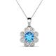 1 - Urania 1.48 ctw Blue Topaz (6.00 mm) and Accented Lab Grown Diamond Halo Floral Pendant 