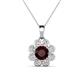 1 - Urania 1.50 ctw Red Garnet (6.00 mm) and Accented Lab Grown Diamond Halo Floral Pendant 