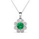 1 - Urania 1.40 ctw Emerald (6.00 mm) and Accented Lab Grown Diamond Halo Floral Pendant 