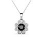 1 - Urania 1.60 ctw Black Diamond (6.00 mm) and Accented Lab Grown Diamond Halo Floral Pendant 