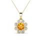 1 - Urania 1.32 ctw Citrine (6.00 mm) and Accented Lab Grown Diamond Halo Floral Pendant 