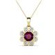 1 - Urania 1.42 ctw Rhodolite Garnet (6.00 mm) and Accented Lab Grown Diamond Halo Floral Pendant 