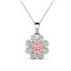 1 - Urania 1.37 ctw Morganite (6.00 mm) and Accented Lab Grown Diamond Halo Floral Pendant 