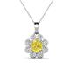 1 - Urania 1.40 ctw Yellow Diamond (6.00 mm) and Accented Lab Grown Diamond Halo Floral Pendant 