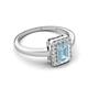 5 - Karah 0.68 ctw Aquamarine Emerald Shape (6x4 mm) Accented Side Natural Diamond Halo Engagement Ring 